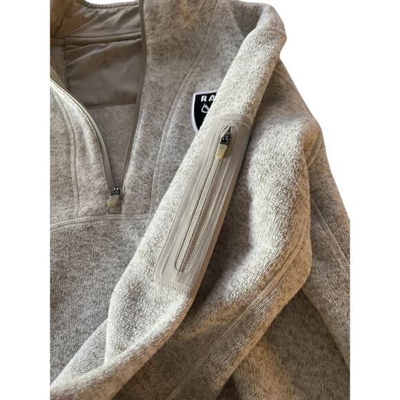Antigua Oakland Raiders NFL 1/4 Zip Fleece Pullover Oatmeal Cream Size Medium - Picture 7 of 12